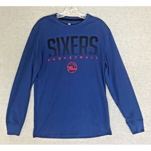 New! UNK Philadelphia 76ers Sixers T Shirt Mens‎ Small Blue Long Sleeve NBA